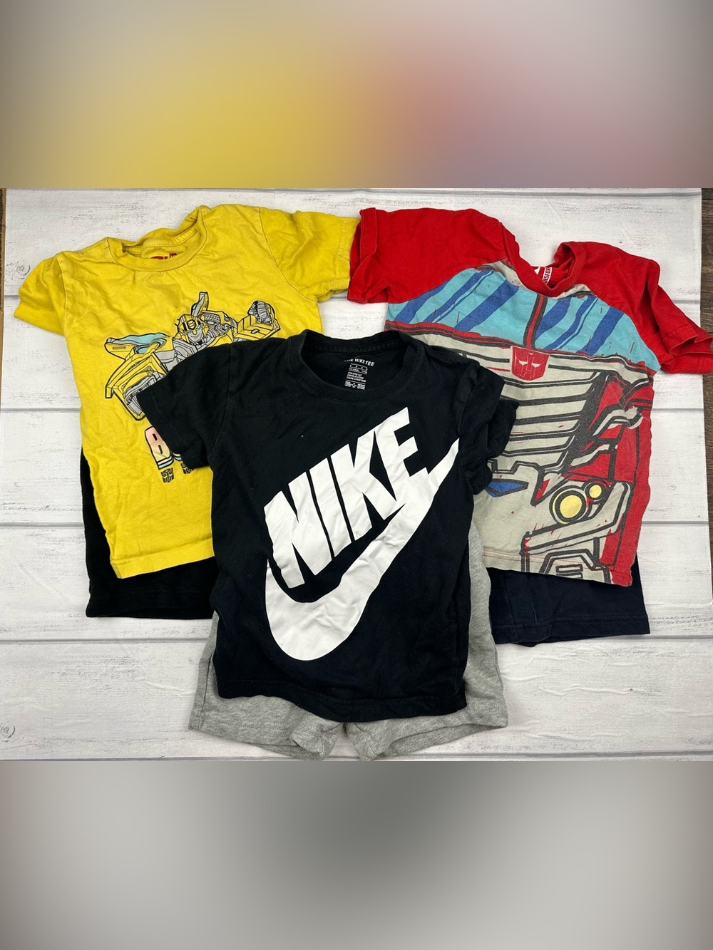 Lot of 3 boys small 5/6 outfits Nike & Transformer’s